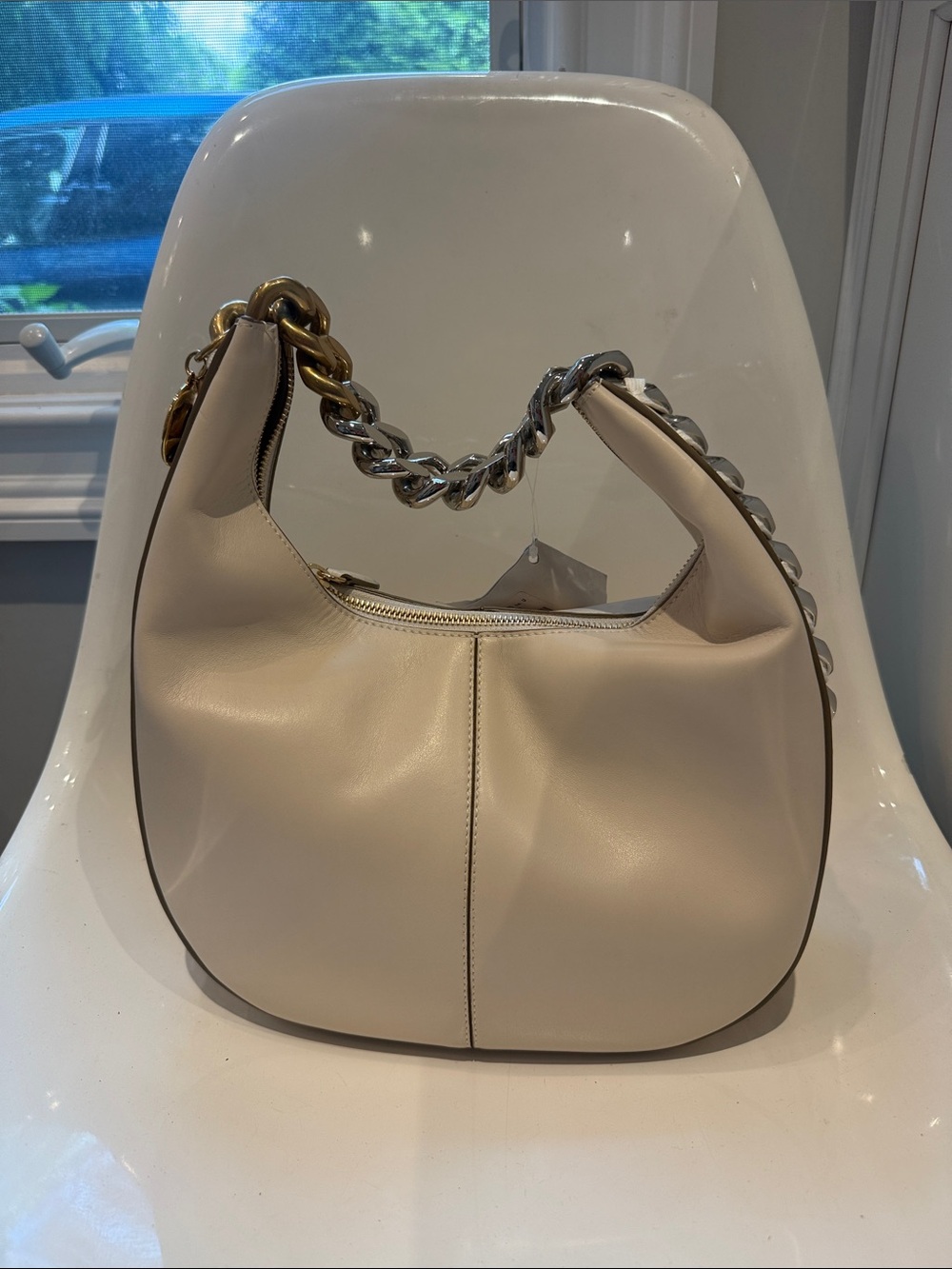 NWT Stella McCartney Cream SMALL Shoulder Bag with silver and gold metal - Picture 2 of 11